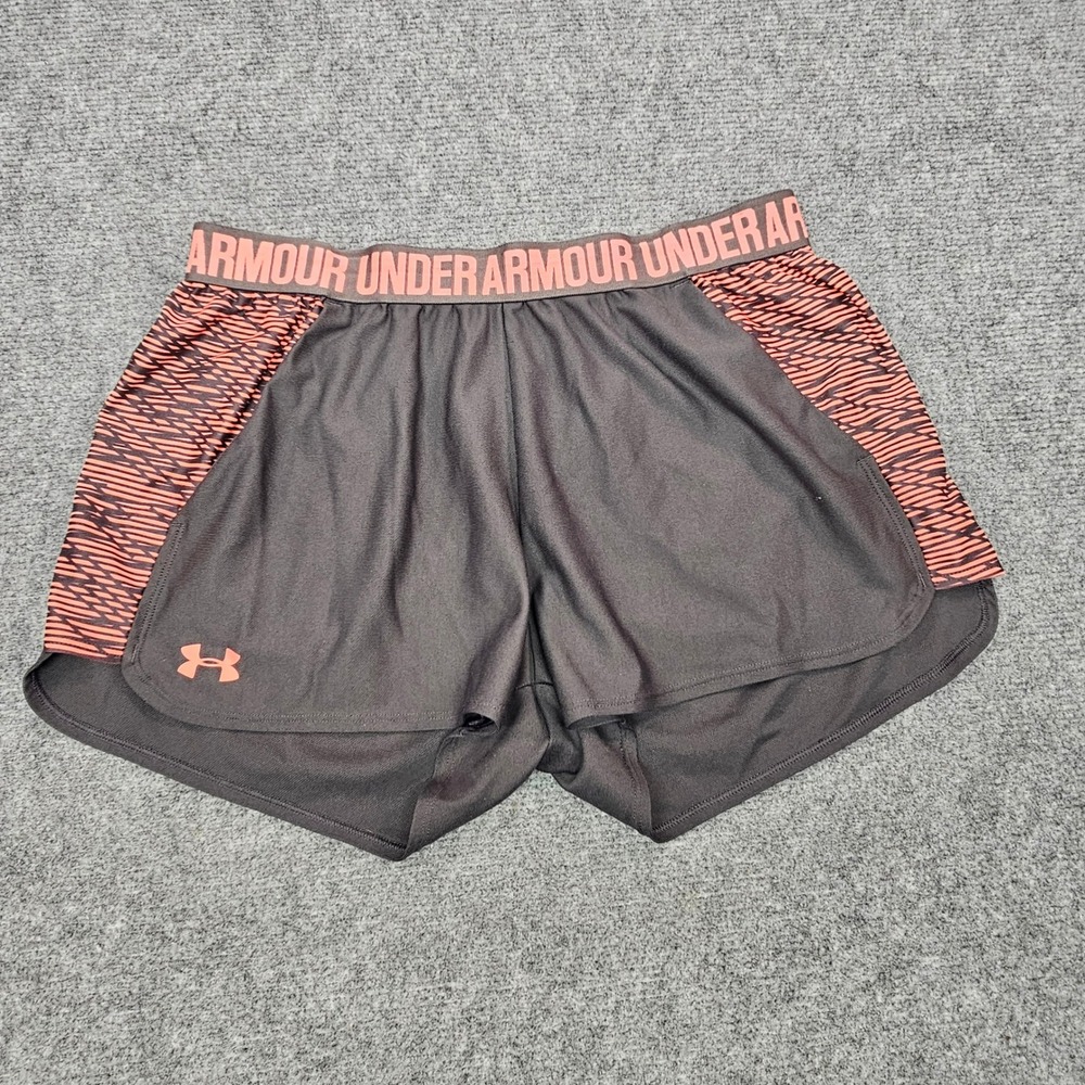 Under Armour Shorts Women Medium Gray Pink Play Up 2.0 Athletic Running Gym